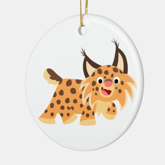 Cute Facetious Cartoon Bobcat Ornament (Links)