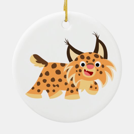 Cute Facetious Cartoon Bobcat Ornament (Achterkant)
