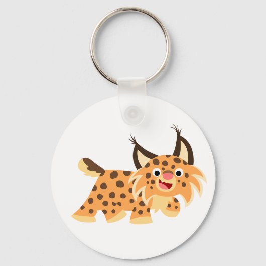 Cute Facetious Cartoon Bobcat Sleutelhanger (Voorkant)