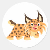 Cute Facetious Cartoon Bobcat Sticker (Voorkant)
