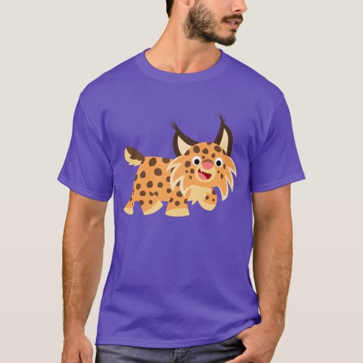 Cute Facetious Cartoon Bobcat T-Shirt (Voorkant)