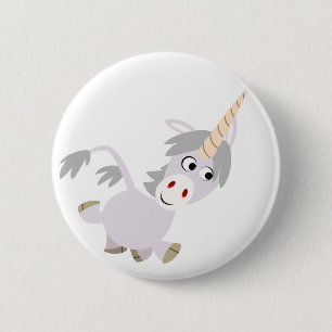 Cute Facetious Cartoon Unicorn Button Badge