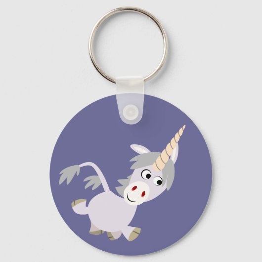 Cute Facetious Cartoon Unicorn Sleutelhanger (Voorkant)