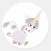 Cute Facetious Cartoon Unicorn Sticker (Voorkant)
