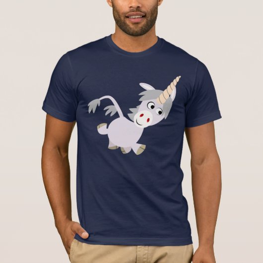 Cute Facetious Cartoon Unicorn T-Shirt (Voorkant)