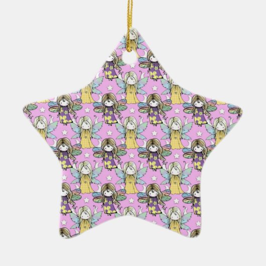 Cute Fairies and Stars and Moons Pattern Keramisch Ornament (Voorkant)