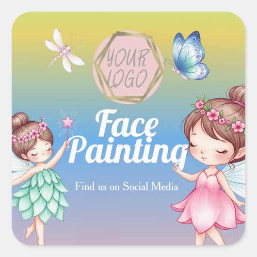 Cute Fairies Facepainter Artist  Vierkante Sticker (Voorkant)