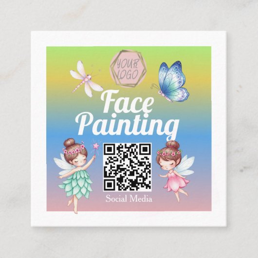 Cute Fairies Facepainter Artist  Vierkante Visitekaartje (Voorkant)