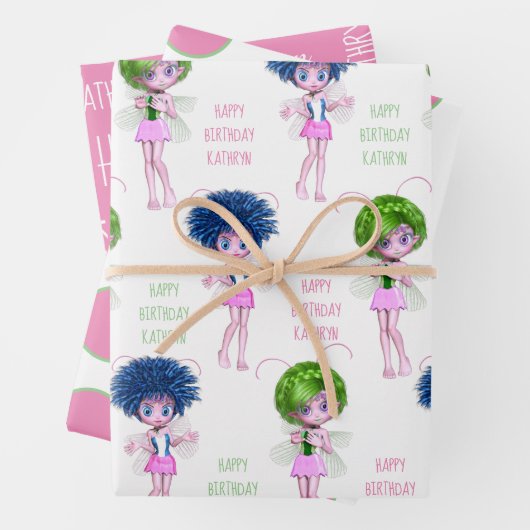 Cute Fairies Personalized Inpakpapier Vel (In situ)