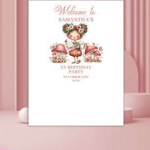 Cute Fairy 8e Verjaardag Bloemen Banner Wandkleed