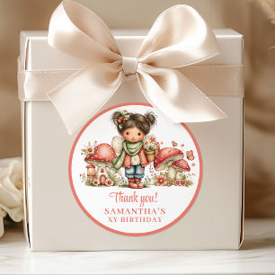 Cute Fairy 8e Verjaardag Bloemige Bedanklabels Ronde Sticker