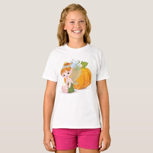 Cute Fairy and a pomkin T-Shirt (Voorkant volledig)