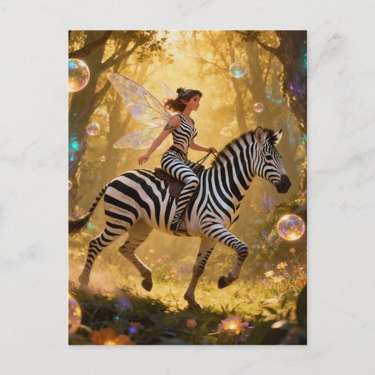 Cute Fairy and her Zebra Briefkaart (Voorkant)