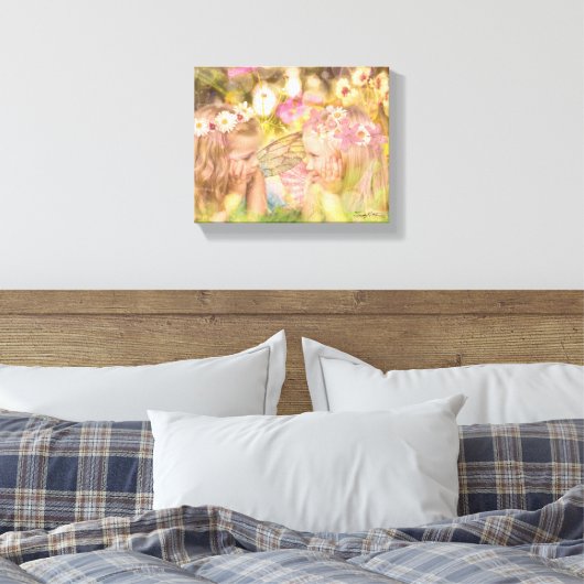 Cute Fairy Best Friends Fantasy Artwork Canvas Afdruk (Insitu (Slaapkamer))