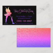 Cute Fairy Black House CleanService Visitekaartje (Voorkant / Achterkant)