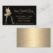 Cute Fairy Black Sparkle House Cleaning Service Visitekaartje (Voorkant / Achterkant)