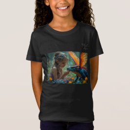 Cute Fairy Blue Dragon Design T-shirt