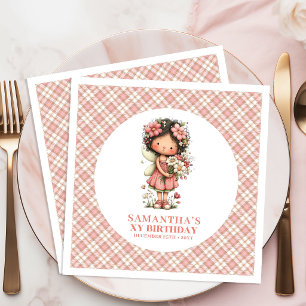 Cute Fairy Blush Bloemen 5e Verjaardagsfeest Serve Servet