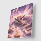 Cute Fairy Cat Dream Fantasy Aesthetic Art Vierkante Klok (Hoek)