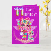 Cute fairy elfde verjaardag regenbooganimatie magi kaart (Gele Bloem)