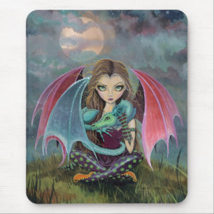 Cute Fairy en Draak Fantasie Kunst Muismat