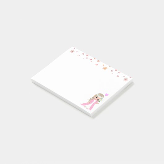 Cute Fairy en Flowers on White Post-it® Notes (Schuin)