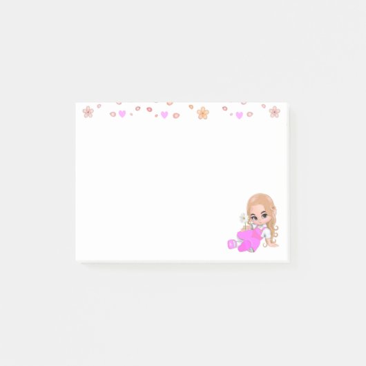 Cute Fairy en Flowers on White Post-it® Notes (Voorkant)