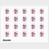 Cute Fairy en haar Unicorn Persoonlijke Naam Ronde Sticker (Vel)