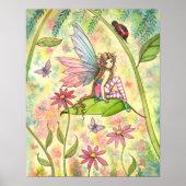 Cute Fairy en Ladybug Fantasy Waterverf Art Poster (Voorkant)