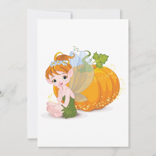 Cute Fairy en Pumpkin Kaart (Voorkant)