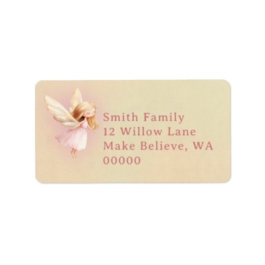 Cute Fairy First Theme Girl's 1st Birthday Party Etiket (Voorkant)