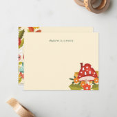 Cute Fairy Garden Autumn Leafs Mushroom & Pumpkin Notitiekaartje (Voorkant / Achterkant in situ)