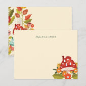 Cute Fairy Garden Autumn Leafs Mushroom & Pumpkin Notitiekaartje (Voorkant / Achterkant)