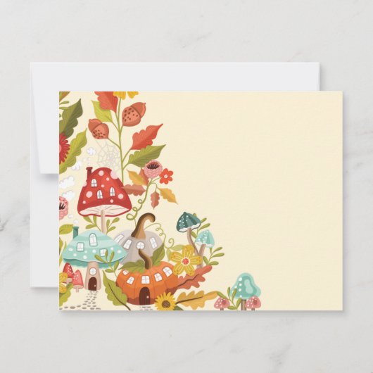 Cute Fairy Garden Autumn Leafs Mushroom & Pumpkin Notitiekaartje (Achterkant)