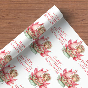 Cute Fairy Girl 2e verjaardag Blush Roze verpakkin Cadeaupapier