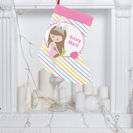 Cute Fairy Girl Custom Pink Striped Kleine Kerstsok