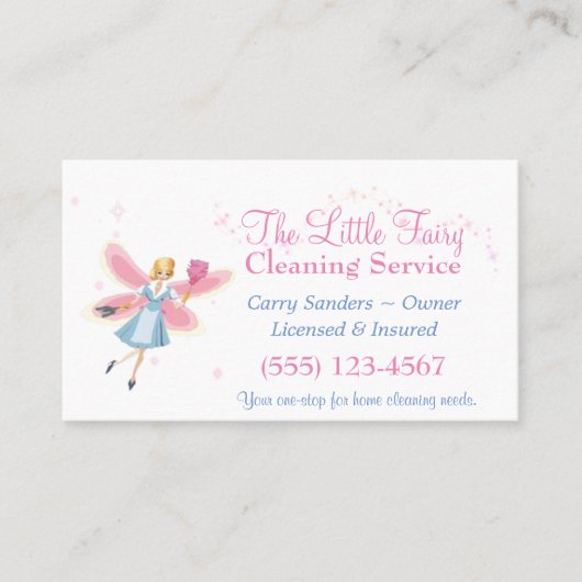 Cute Fairy House Cleaning Service Visitekaartje (Voorkant)