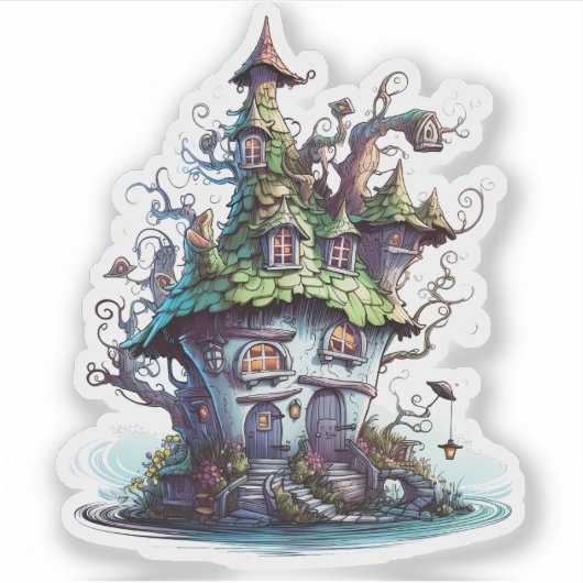 Cute Fairy House Sticker (Voorkant)