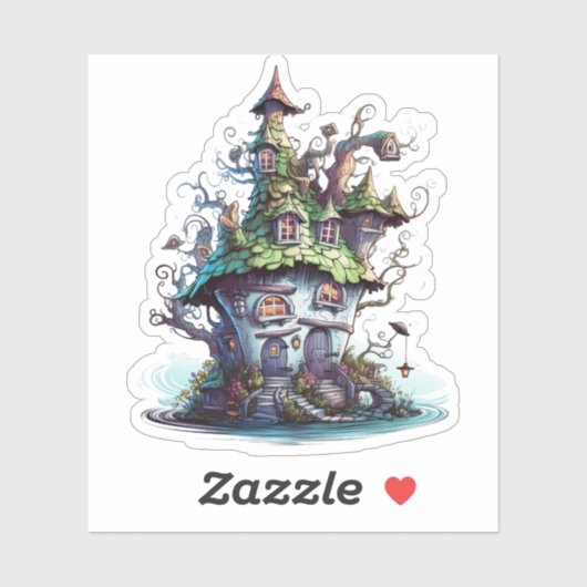 Cute Fairy House Sticker (Vel)