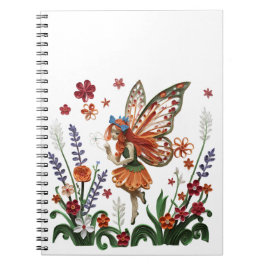 Cute Fairy in a Floral Garden Filigree Notitieboek