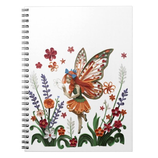 Cute Fairy in a Floral Garden Filigree Notitieboek (Voorkant)