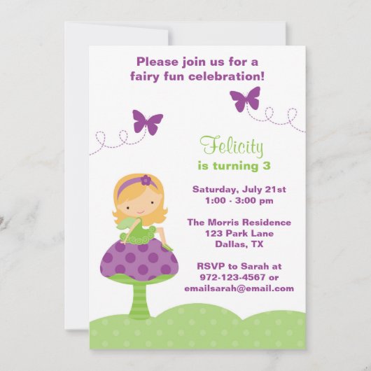 Cute Fairy Invitations Kaart (Voorkant)