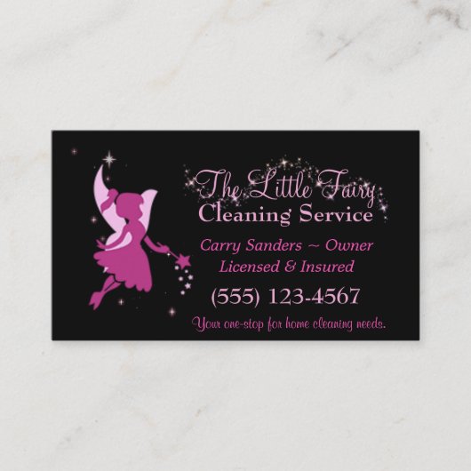Cute Fairy Maid House Cleaning Service Visitekaartje (Voorkant)