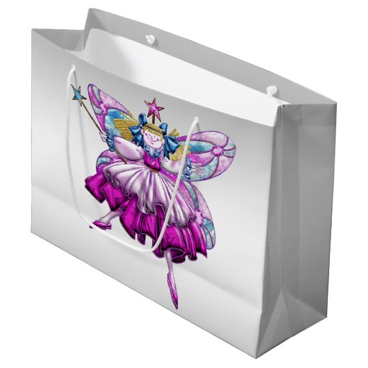 Cute Fairy op Silver Groot Cadeauzakje (Voorkant Gekanteld)