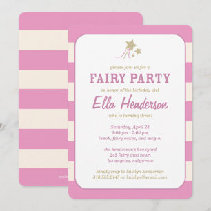 Cute Fairy Princess Birthday Party Invitations Kaart