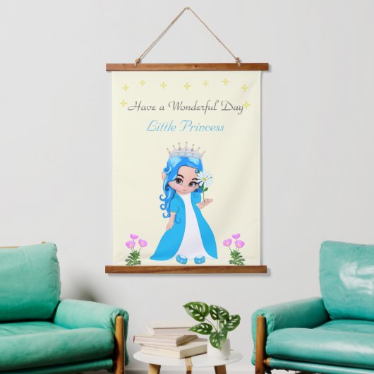 Cute Fairy Princess Girl Birthday Hangend Wandkleed (Woonkamer)