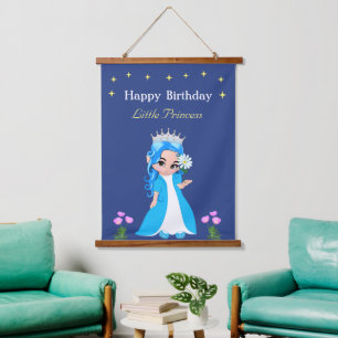 Cute Fairy Princess Girl Birthday Hanging Tapestr Hangend Wandkleed