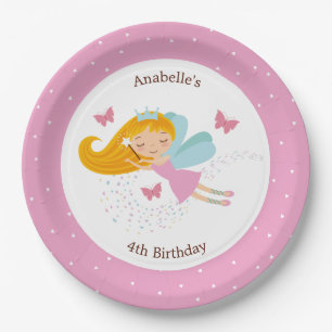 Cute Fairy Princess Girl's Birthday Papieren Bordje