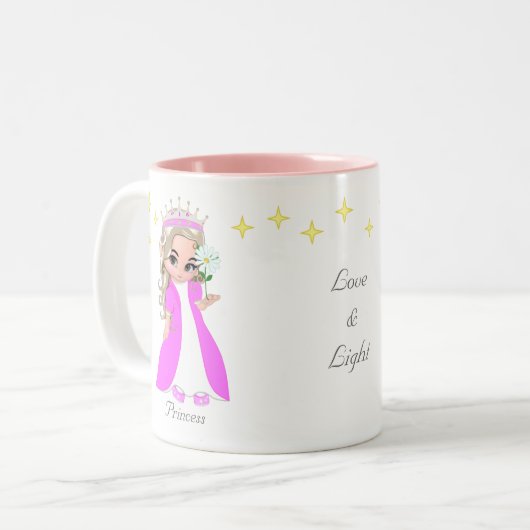 Cute Fairy Princess & Stars Two-Tone Coffee Mok (Voorkant links)