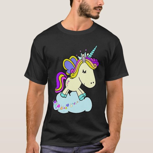 Cute Fairy Princess Unicorn on a Cloud T-shirt (Voorkant)
